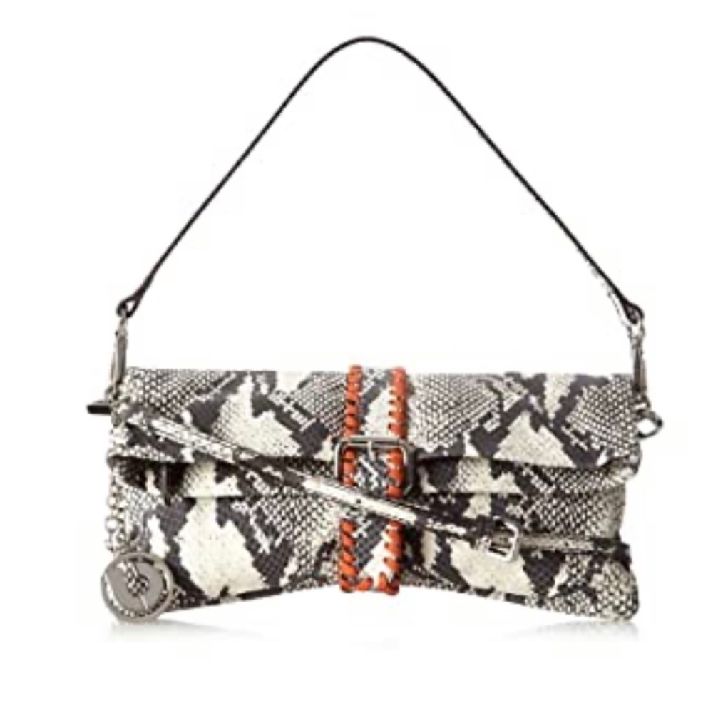 NWT RARE Charles Jourdan Paris Jezebel ll Whipstitched Snake Print Clutch